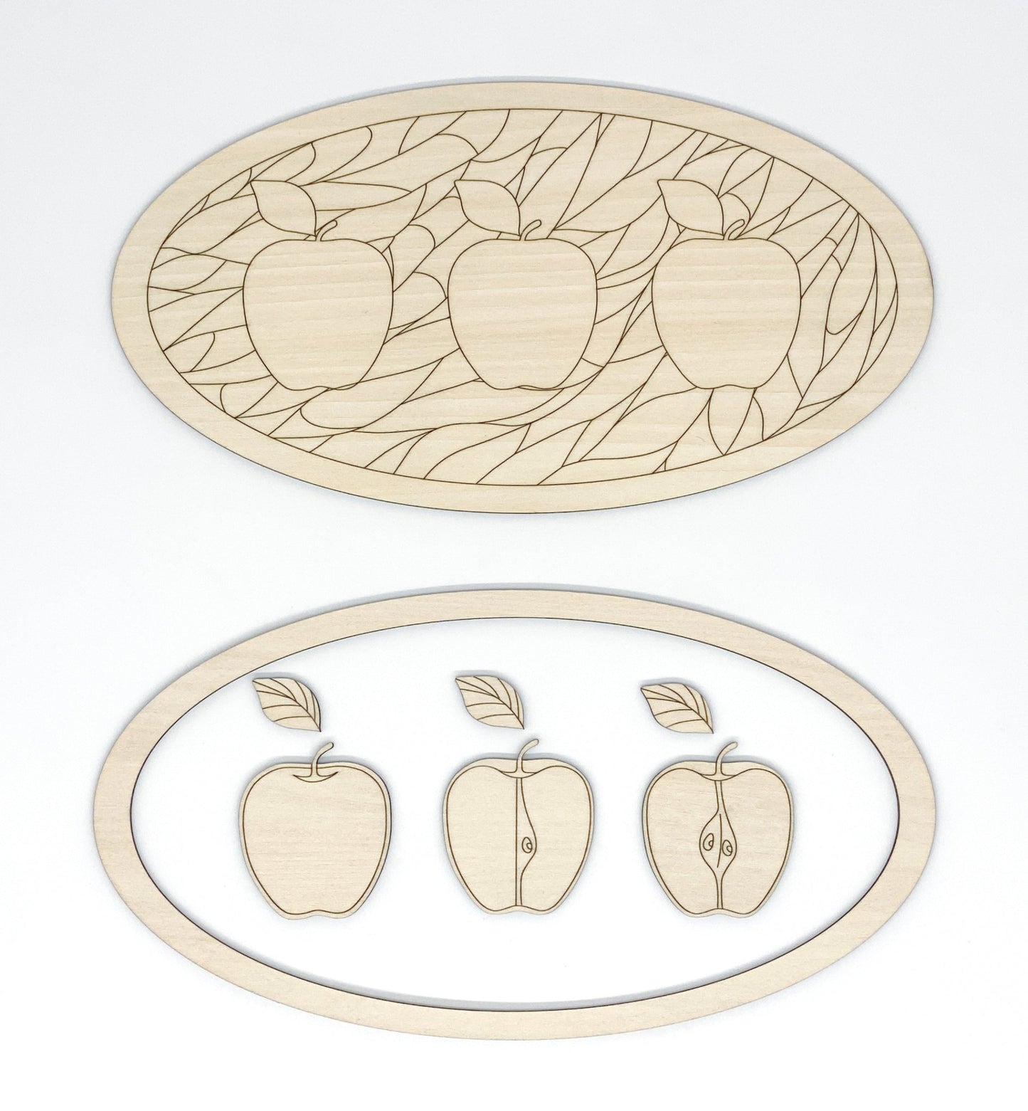 Apple Joy DIY Paint Kit With Layered Wood Design, Stained Glass-Style Apple Pattern, Paints, Brushes, And Display Options Included