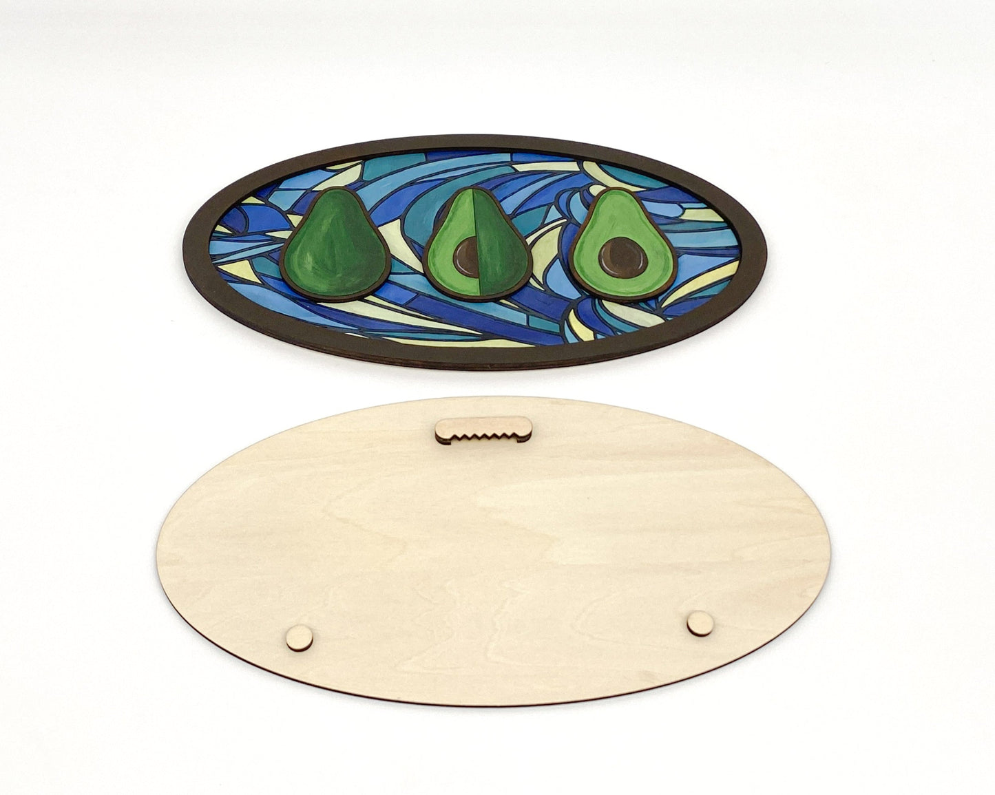 Avocado Fun DIY Paint Kit With Layered Wood Design, Stained Glass-Style Avocado Pattern, Paints, Brushes, And Display Options Included