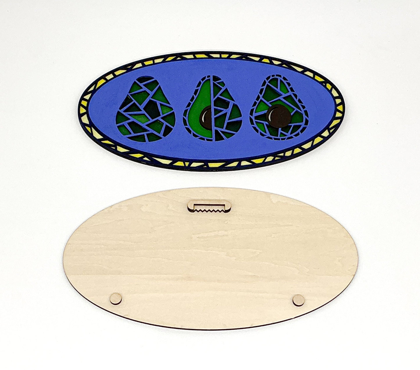 Avocado Magic DIY Paint Kit With Layered Wood Design, Stained Glass-Style Avocado Pattern, Paints, Brushes, And Display Options Included