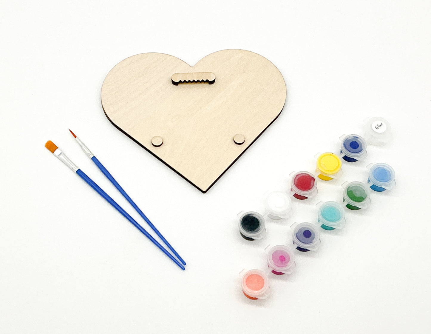 Layered Wood Butterfly And Heart DIY Paint Kit With Paints, Brushes, Wall Hanger And Glue Included