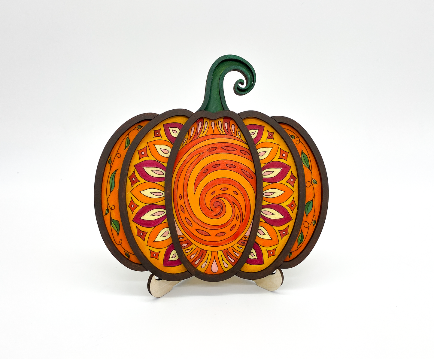"Pumpkin Floral Mandala", Wood Layered DIY Paint Kit