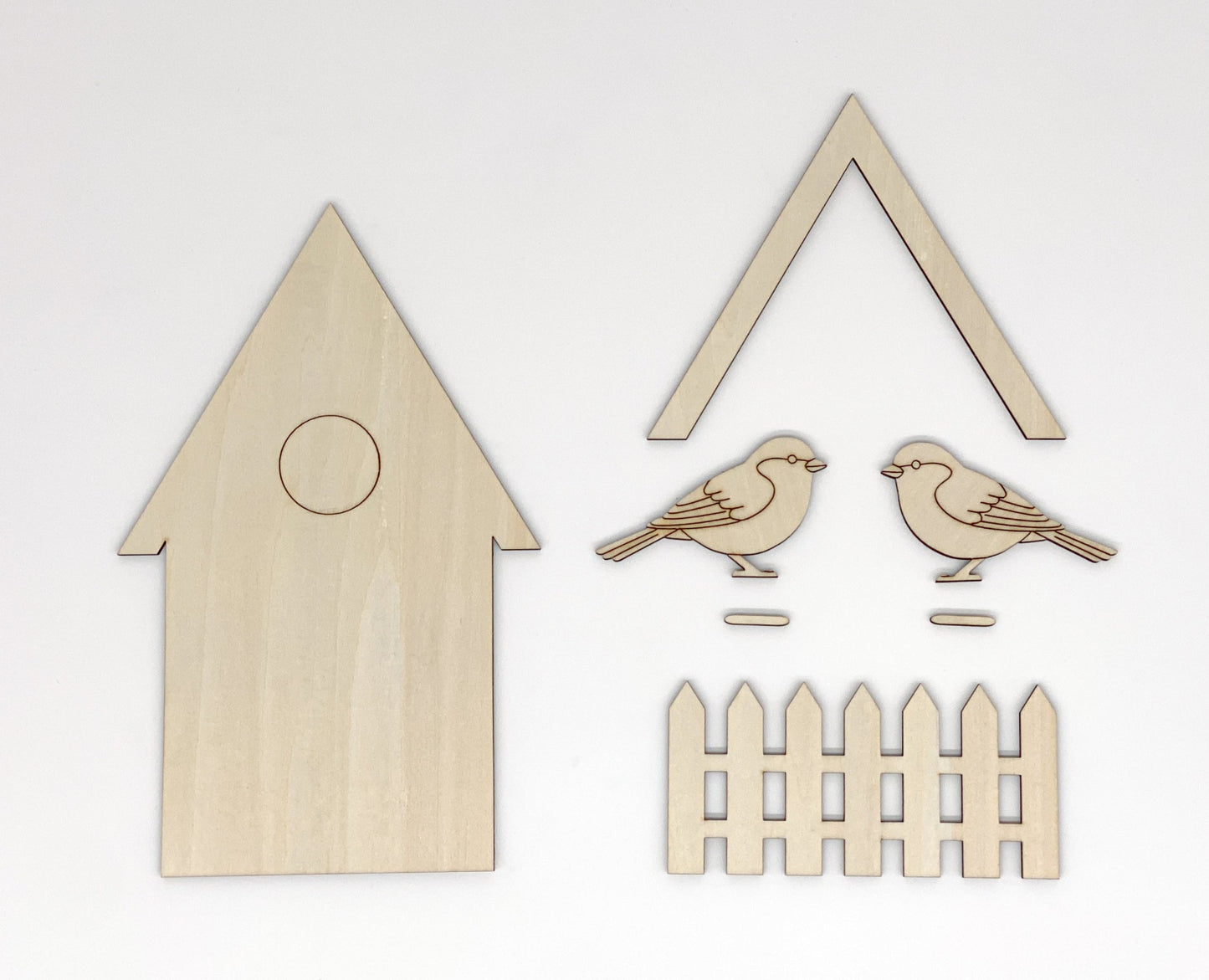 Tiny Tweets DIY Paint Kit With Layered Wood Birdhouse, Birds, Fence, Paints, Brushes, And Glue For Customizable Wall Art Craft Project