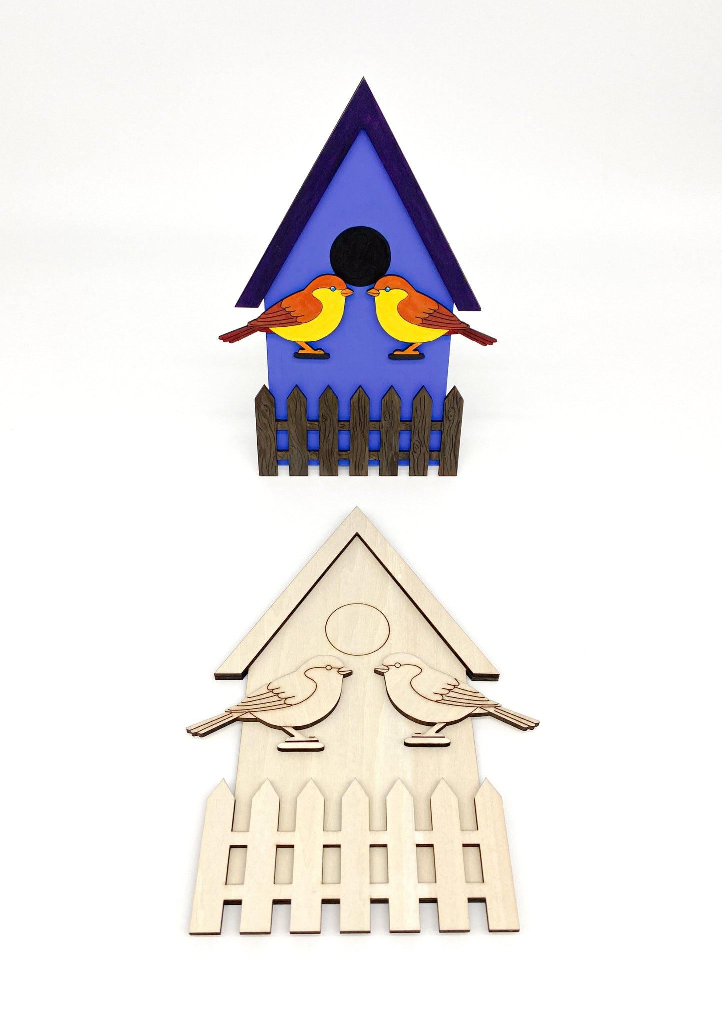 Tiny Tweets DIY Paint Kit With Layered Wood Birdhouse, Birds, Fence, Paints, Brushes, And Glue For Customizable Wall Art Craft Project