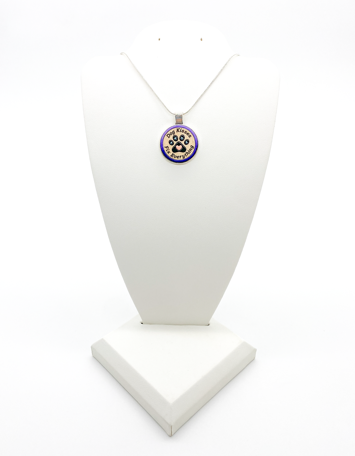 Dog Kisses Fix Everything Necklace | Hand-Painted Paw Pendant
