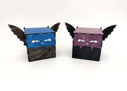 Small gothic wooden bat boxes for jewelry or Halloween décor.
