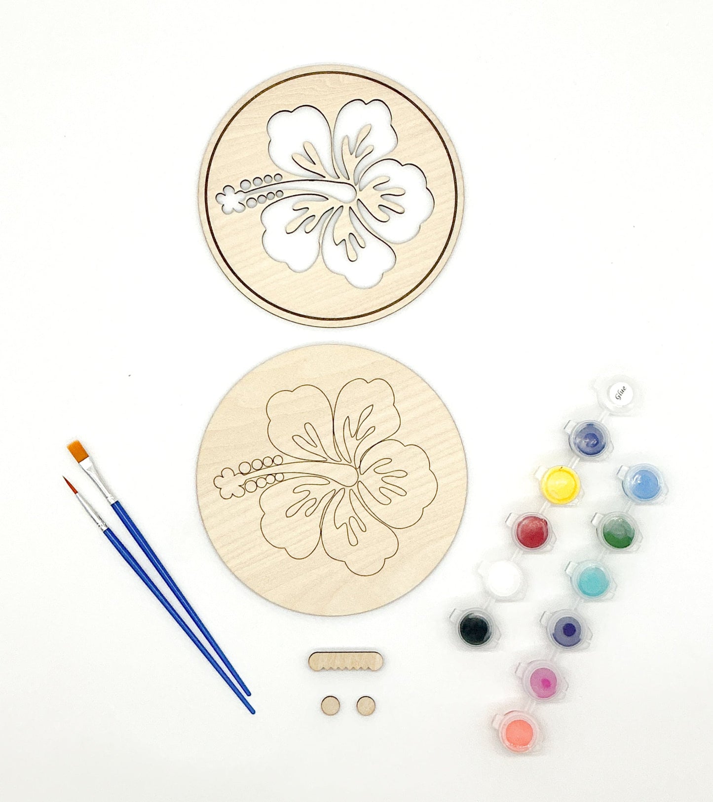DIY Wood Painting Craft Kit, Mini Moments, Hawaiian Hibiscus Flower Art Kit