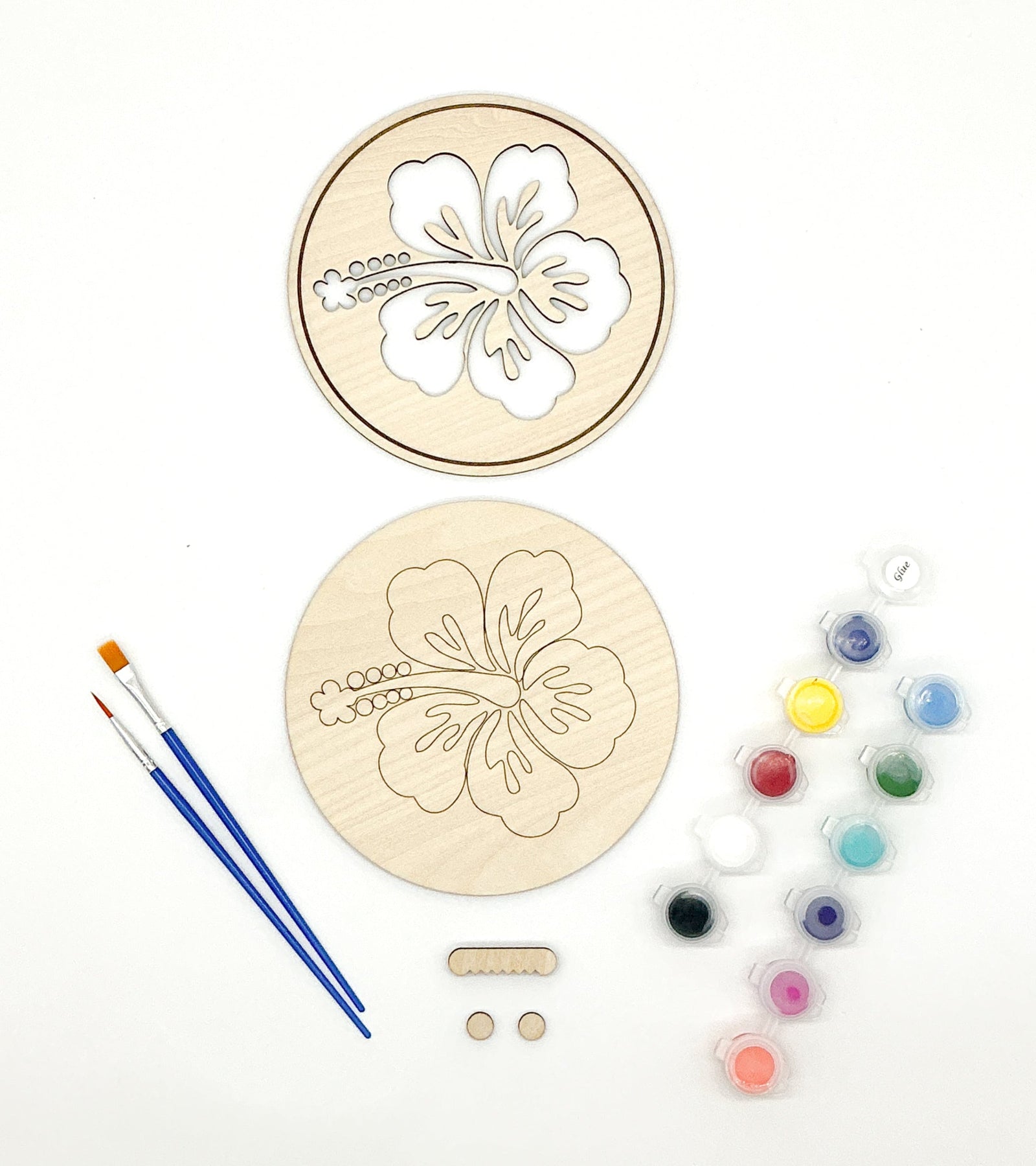DIY Wood Painting Craft Kit, Mini Moments, Hawaiian Hibiscus Flower Art Kit