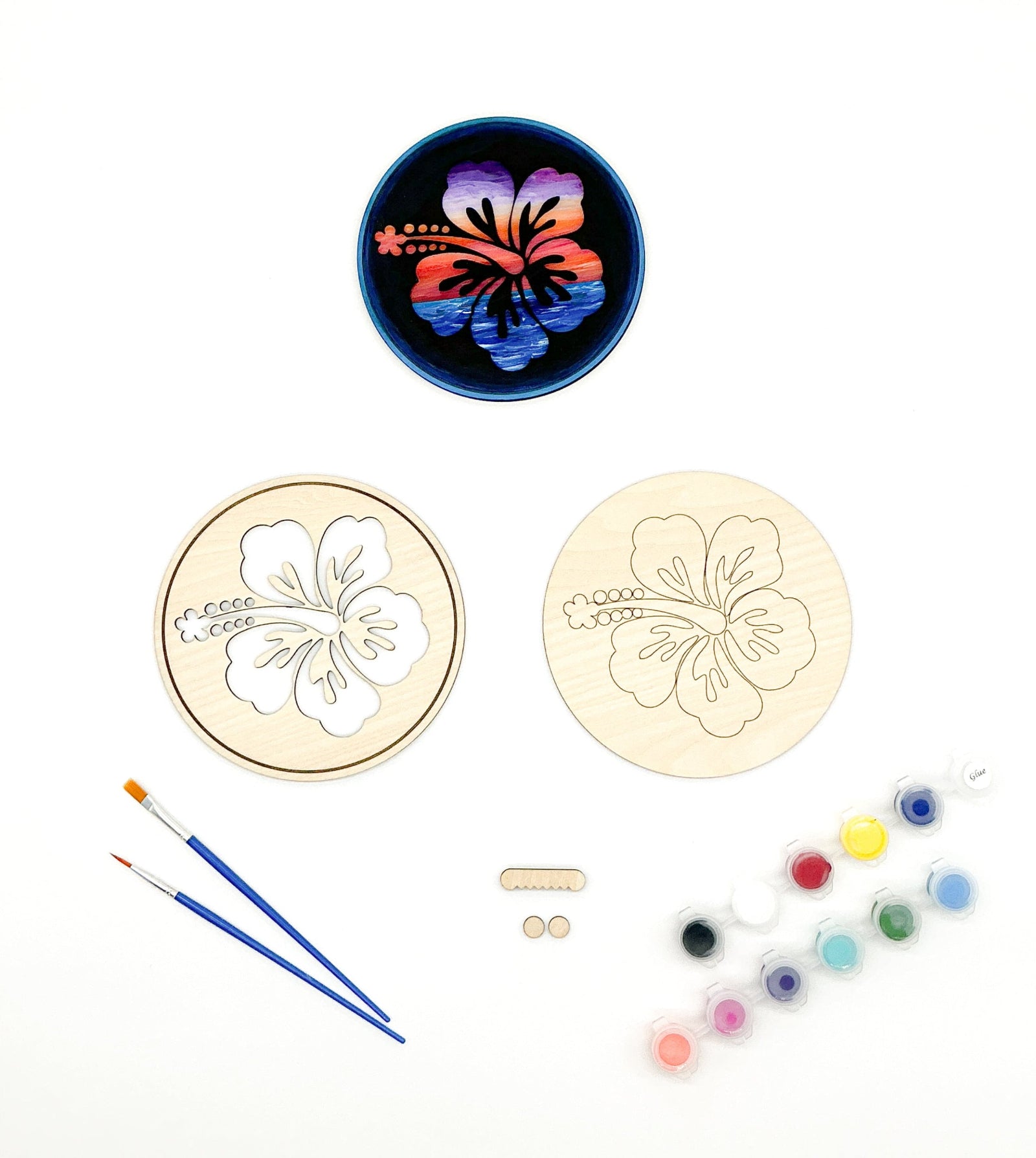 DIY Wood Painting Craft Kit, Hawaiian Hibiscus Flower Art Kit