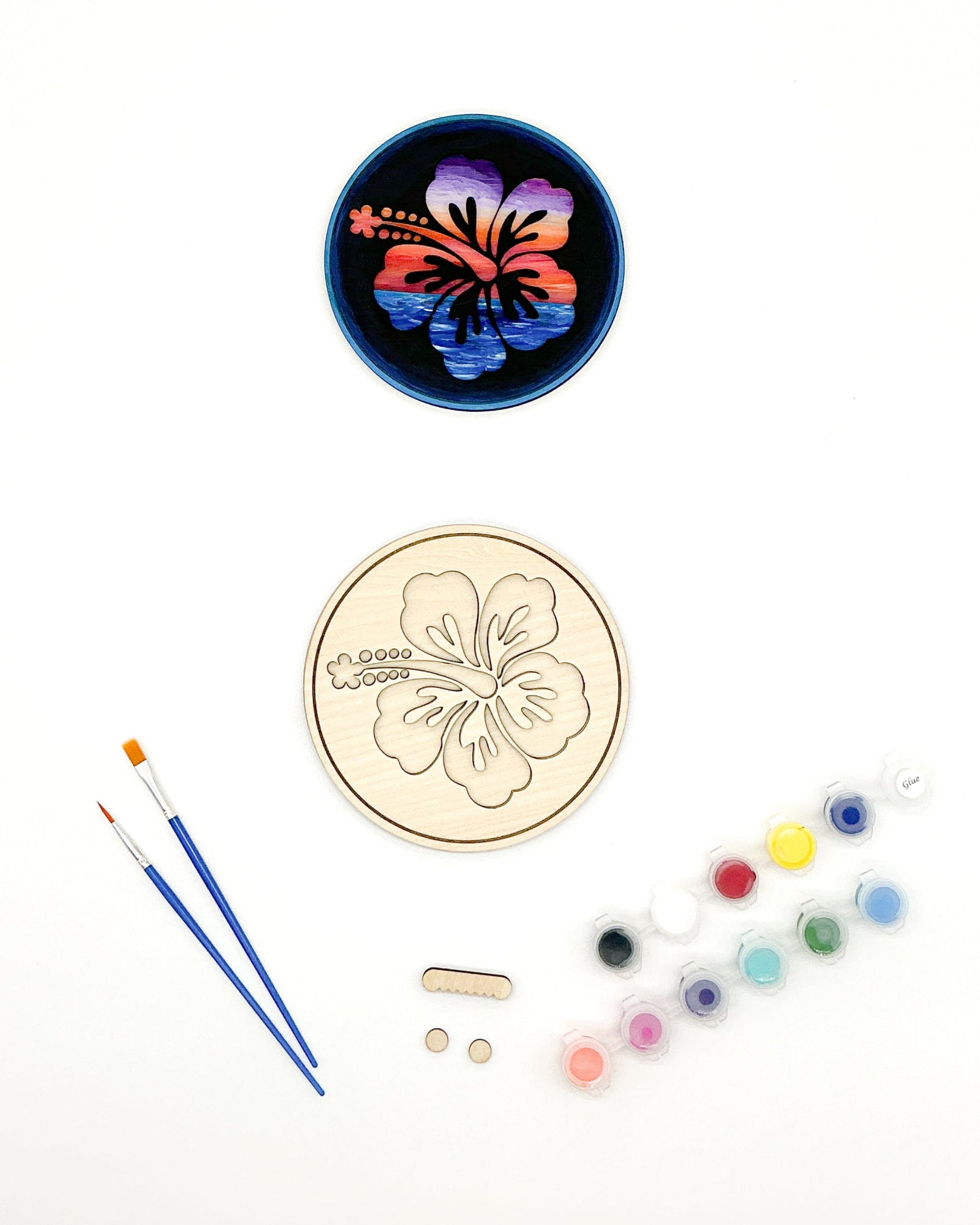 DIY Wood Painting Craft Kit, Mini Moments, Hawaiian Hibiscus Flower Art Kit