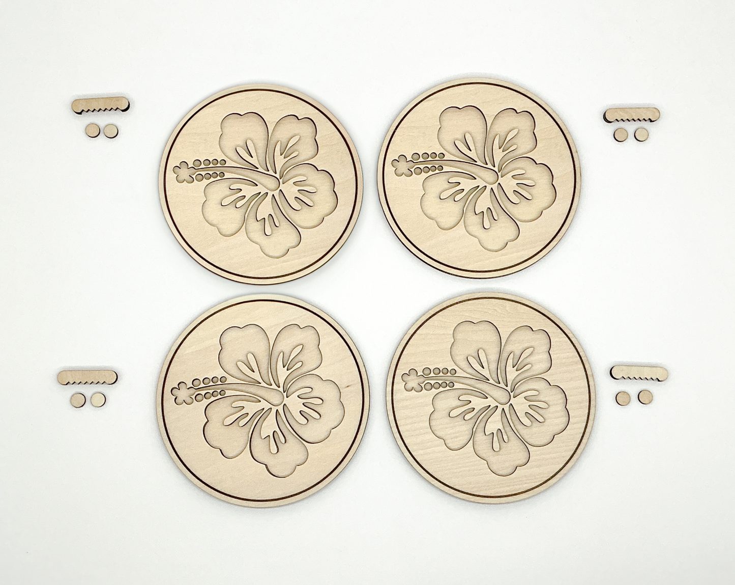 DIY Wood Painting Craft Kit, Mini Moments, Set of 4, Hawaiian Hibscus Flower And Sawtooth Wall Hangers
