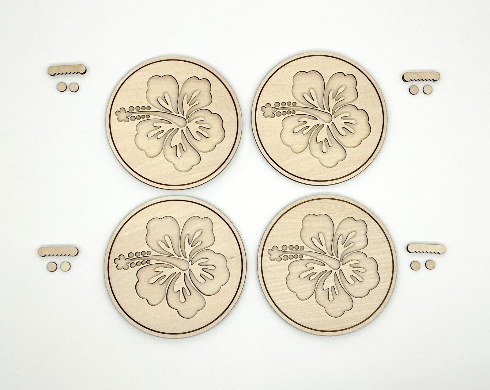 DIY Wood Painting Craft Kit, Set of 4, Hawaiian Hibscus Flower And Sawtooth Wall Hangers