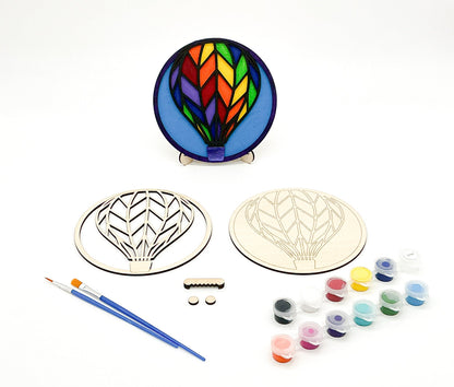 DIY Wood Painting Craft Kit, Mini Moments, Hot Air Balloon Kit