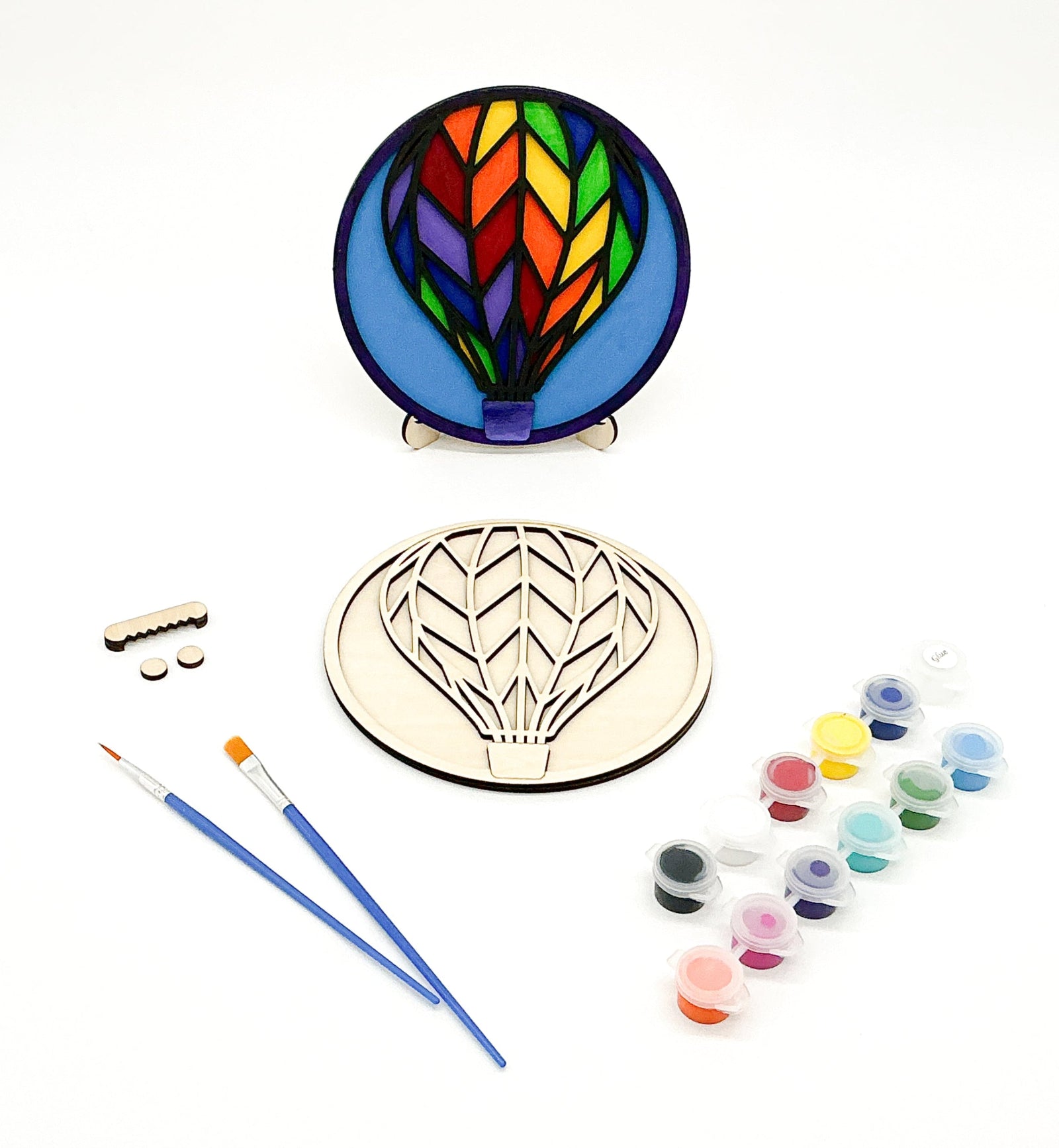 DIY Wood Painting Craft Kit, Mini Moments, Hot Air Balloon Kit