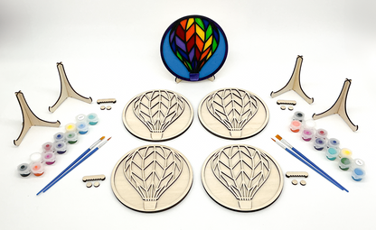 DIY Wood Painting Craft Kit, Mini Moments, Set of 4, Hot Air Balloon