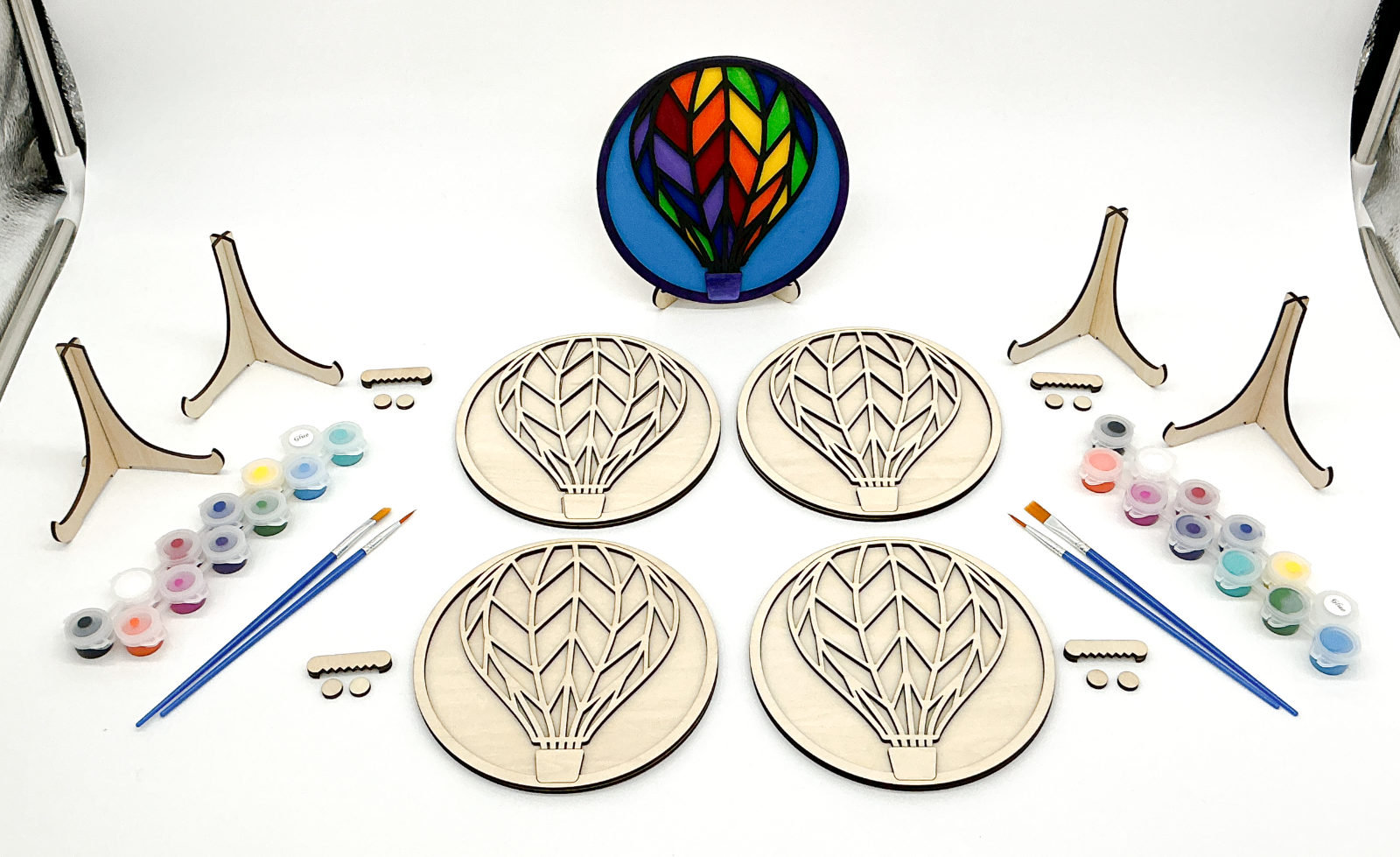 DIY Wood Painting Craft Kit, Mini Moments, Set of 4, Hot Air Balloon