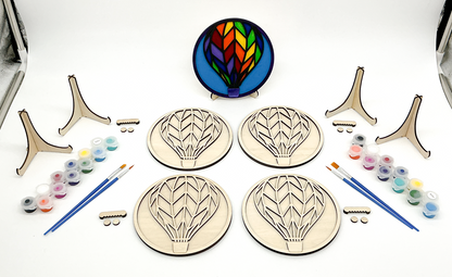 DIY Wood Painting Craft Kit, Mini Moments, Set of 4, Hot Air Balloon