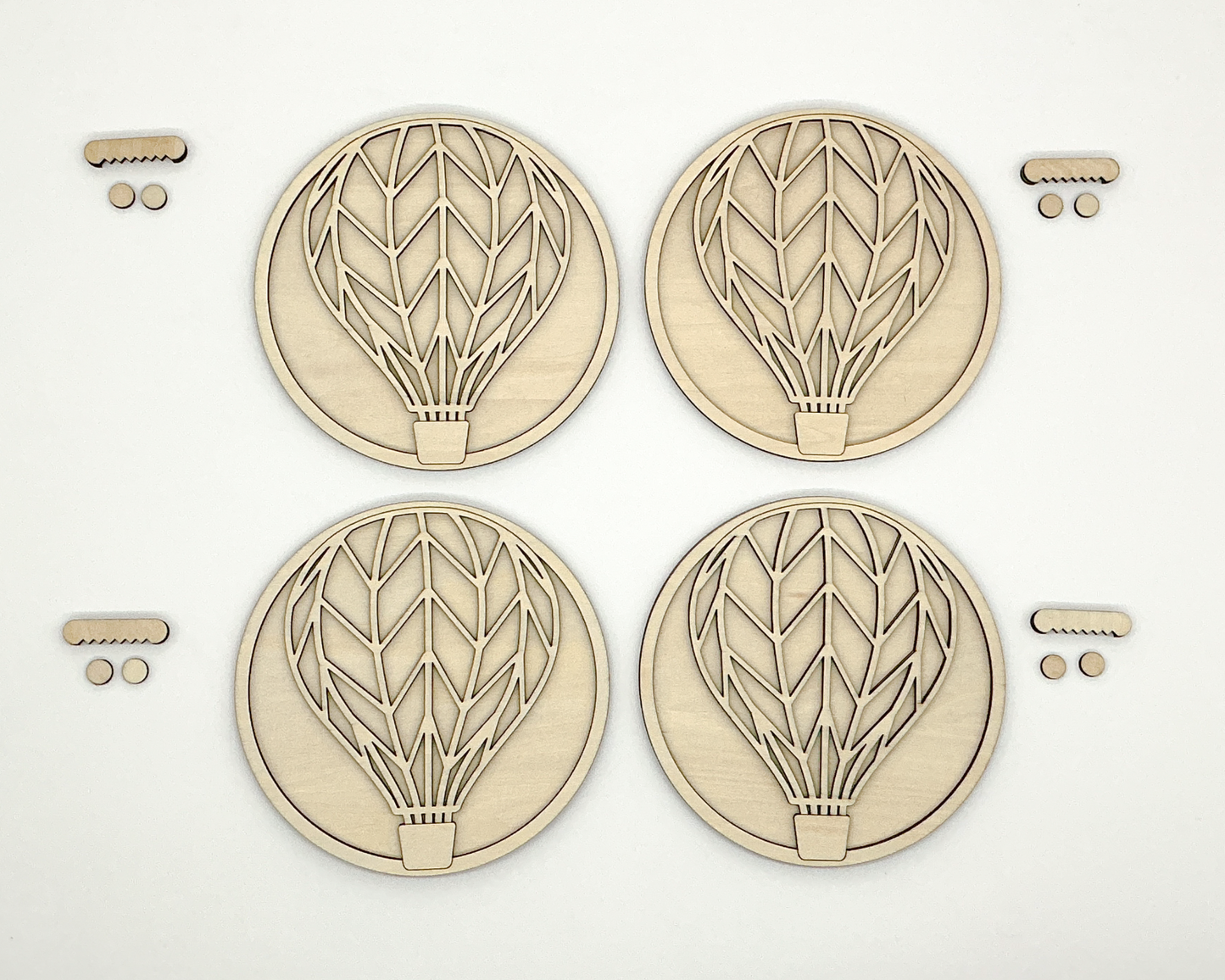 DIY Wood Painting Craft Kit, Mini Moments, Set of 4, Hot Air Balloons
