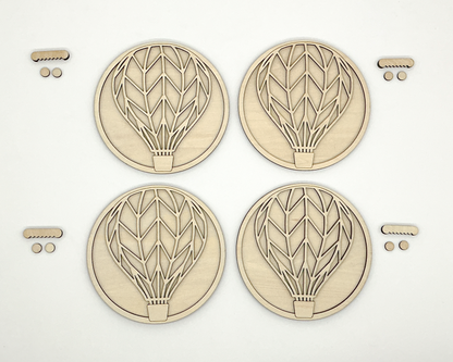 "Hot Air Balloon", Wood Layered DIY Paint Kit