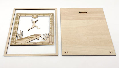 Layered Wood DIY Paint Kit Featuring "I Only Have One Rule... No One Can Have More Fun Than Me" Design With 3D Wooden Boy Figure, Frame, Paints, Brushes, Glue, And Hanging Hardware