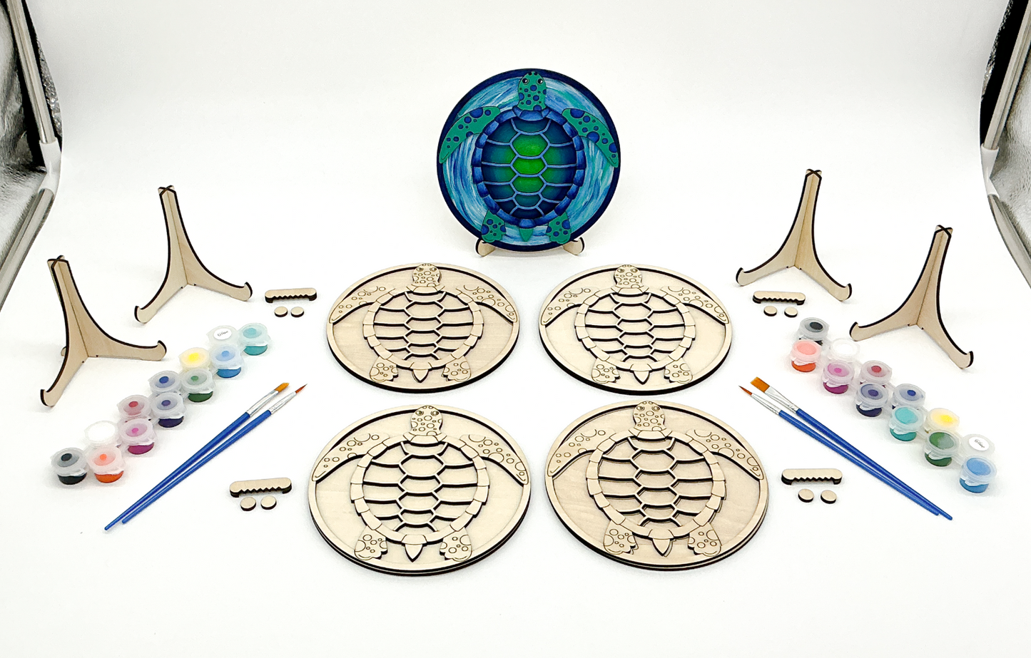 DIY Wood Painting Craft Kit, Mini Moments, Set of 4, Sea Turtles