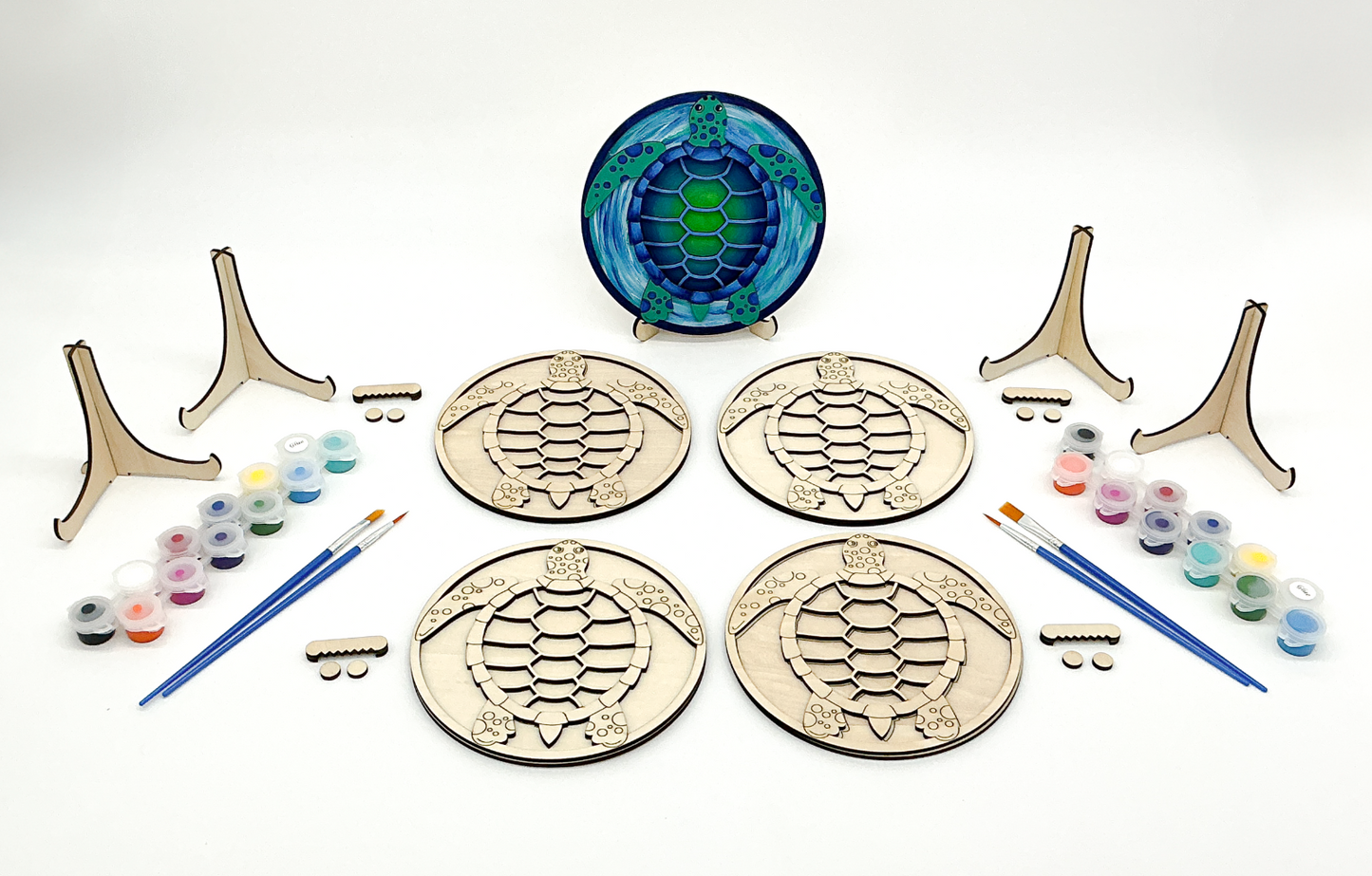 DIY Wood Painting Craft Kit, Mini Moments, Set of 4, Sea Turtle