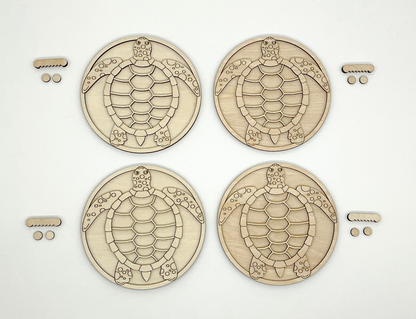 DIY Wood Painting Craft Kit, Mini Moments, Set of 4, Sea Turtles