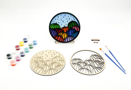 DIY Paint Umbrella Kit With Sawtooth Hangers, Paint Pots and Brushes