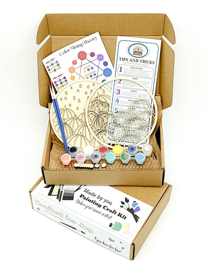 DIY Wood Painting Craft Kit, Mini Moments,Umbrella Art Kit With Paint, Brushes And Instructions In A Finished Box