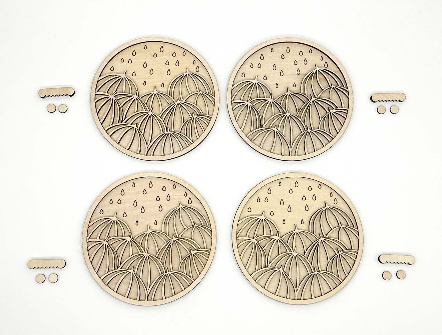 DIY Wood Painting Craft Kit, Mini Moments, Set of 4, Umbrella Art With Sawtooth Wall Hangers
