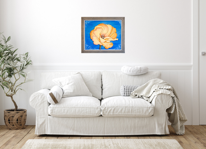 A 22.8" x 19" floral wood sculpture styled on a gallery wall, showing how the piece coordinates with contemporary home decor.