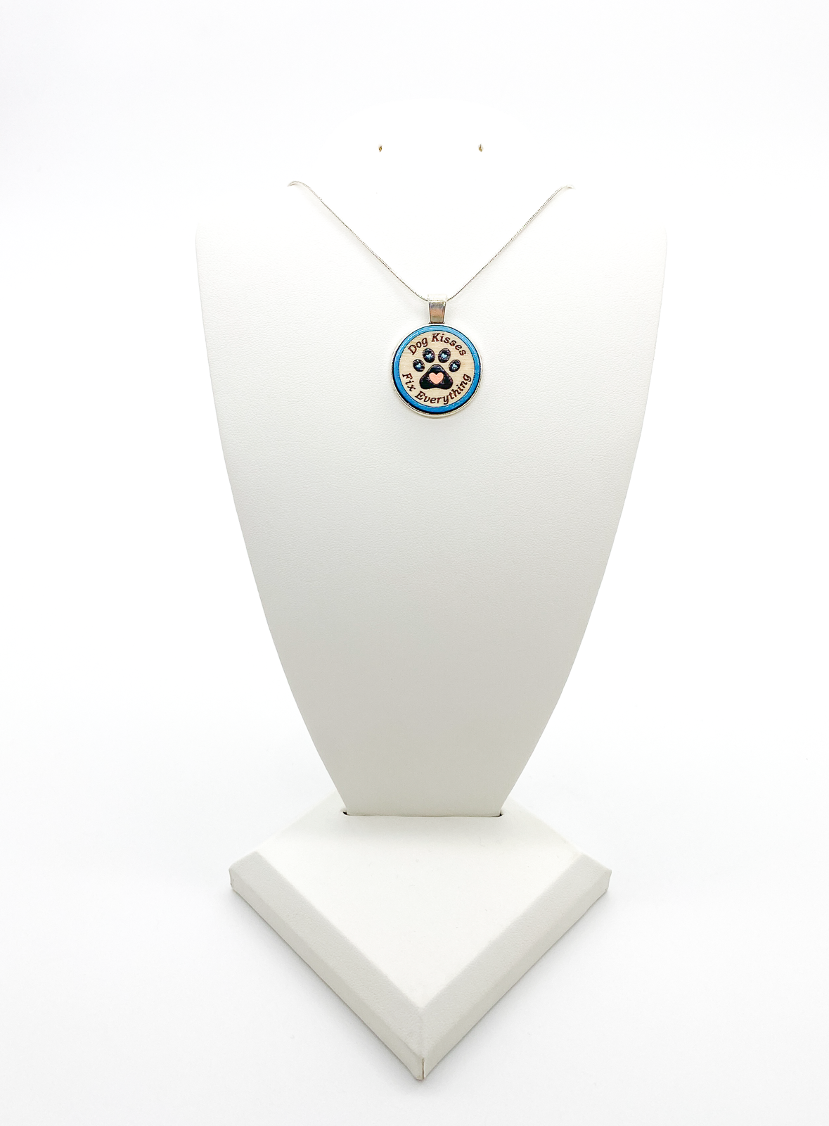 Dog Kisses Fix Everything Necklace | Hand-Painted Paw Pendant