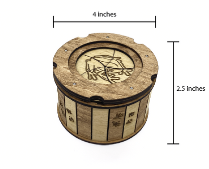 Dimensions of the Frog Keepsake Box measuring approximately 4 inches wide and 2.5 inches tall.