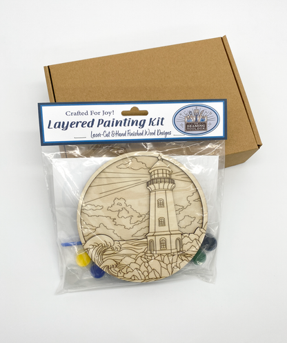 DIY painting kit with lighthouse design on a white background  showing front of packaging