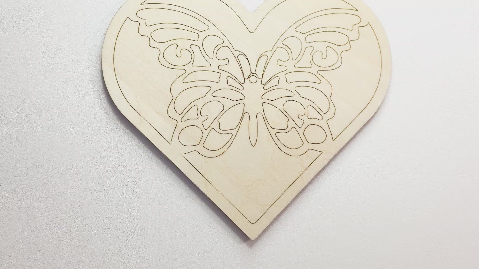 Layered Wood Butterfly And Heart DIY Paint Kit With Paints, Brushes, Wall Hanger And Glue Included
