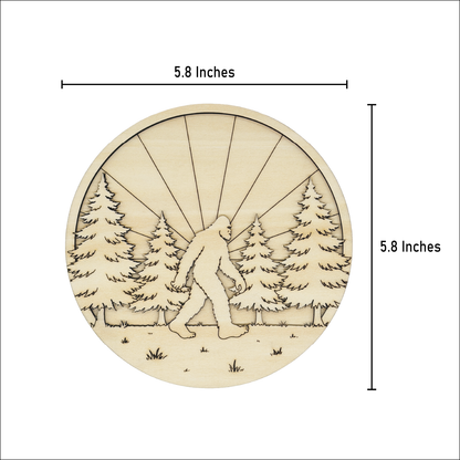 Unpainted Sasquatch adult craft kit shown with 5.8 inch height and width measurements.